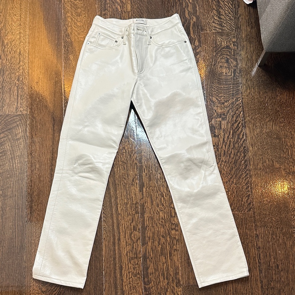 Agolde White Leather Pants